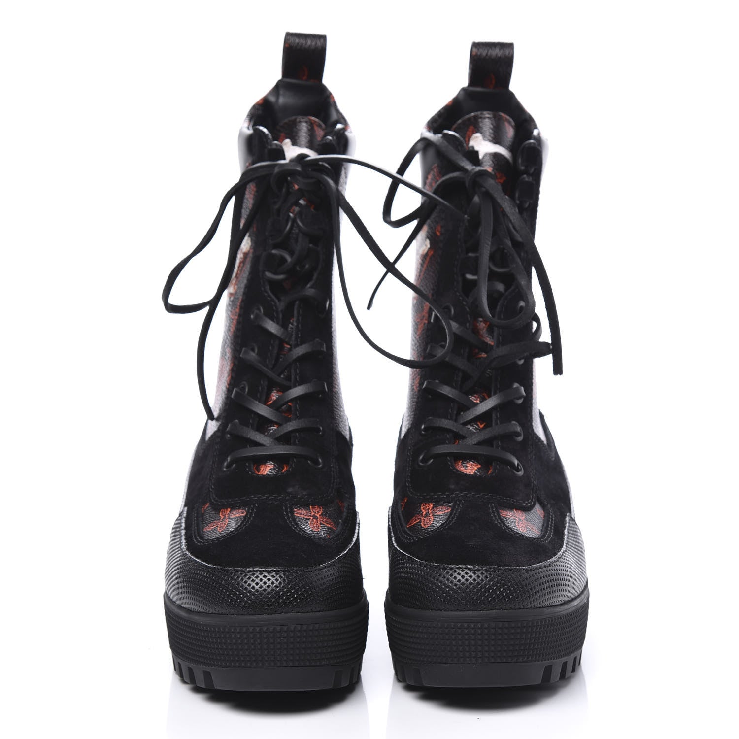 Louis Vuitton Suede Calfskiin Catogram Laureate Platform Desert Boots 37.5 Black Marron 2 of 8