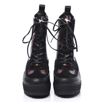 Louis Vuitton Suede Calfskiin Catogram Laureate Platform Desert Boots 37.5 Black Marron 2 of 8