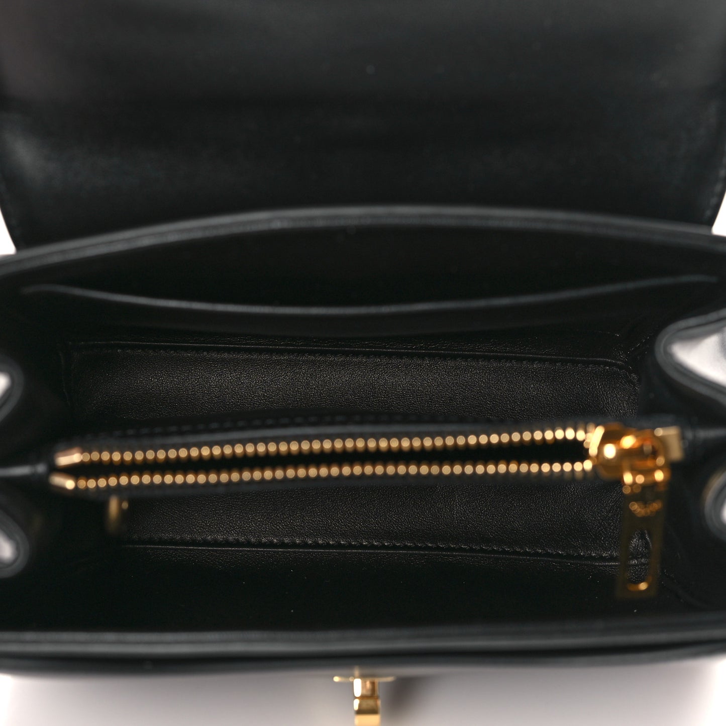 Satinated Calfskin Mini 16 Top Handle Bag Black