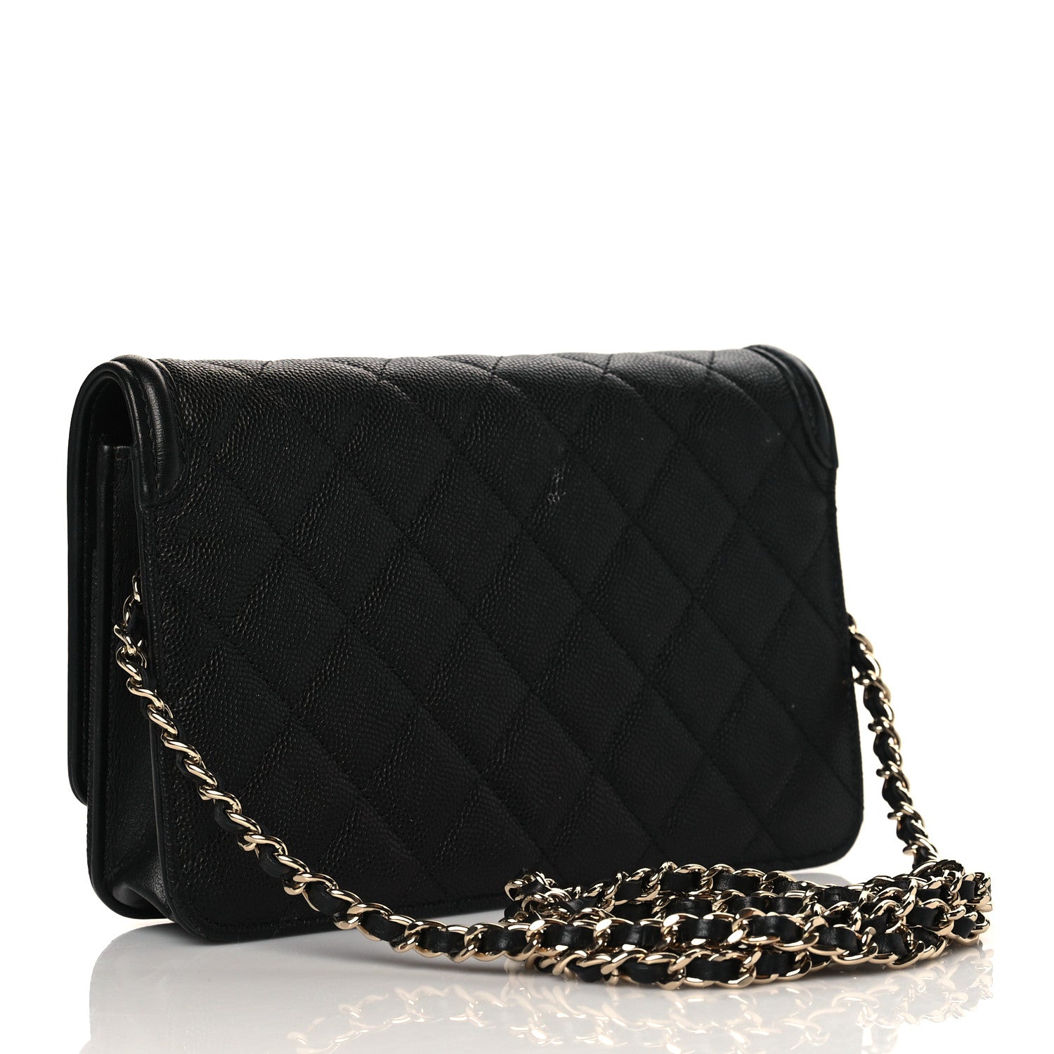 Chanel Caviar Quilted CC Filigree Wallet On Chain WOC Black 3 of 12