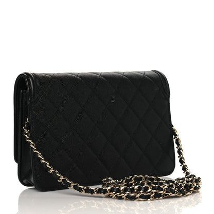 Chanel Caviar Quilted CC Filigree Wallet On Chain WOC Black 3 of 12