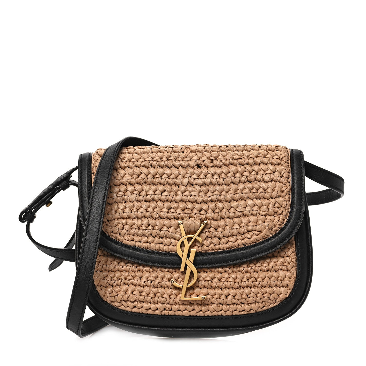 Saint Laurent Woven Raffia Monogram Kaia Satchel Tan 1 of 8