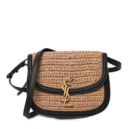 Saint Laurent Woven Raffia Monogram Kaia Satchel Tan 1 of 8