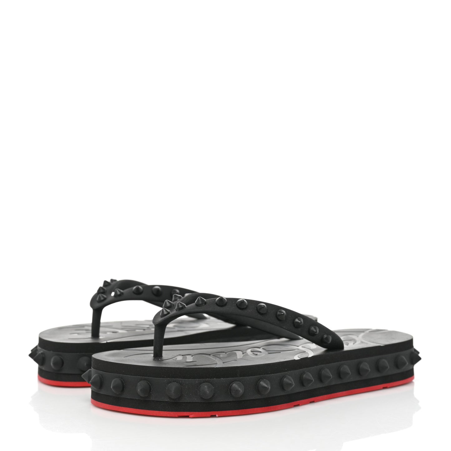 Rubber Spike Loubi Flip Flip Platform Sandals 36 Black