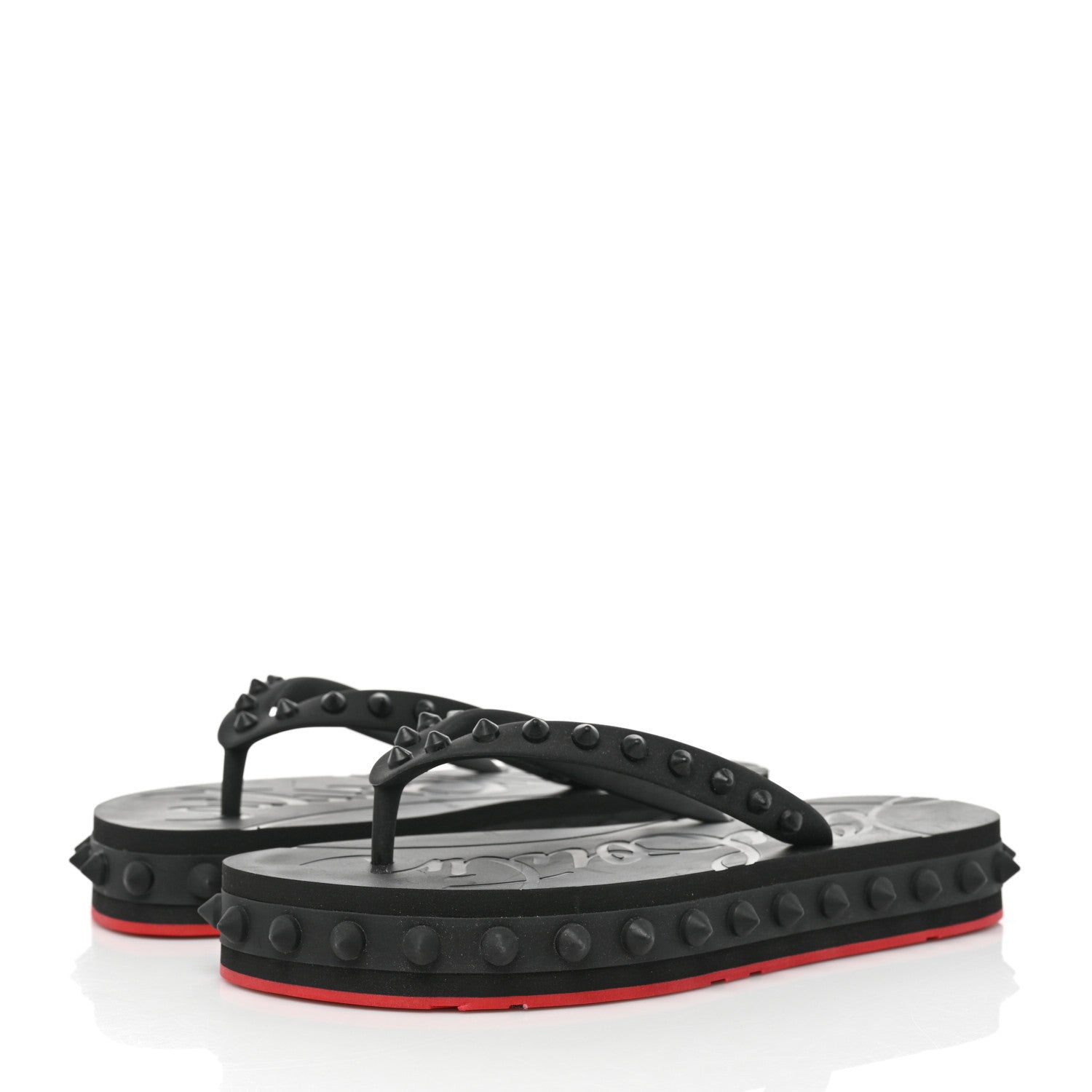 Christian Louboutin Rubber Spike Loubi Flip Flip Platform Sandals 36 Black 3 of 7