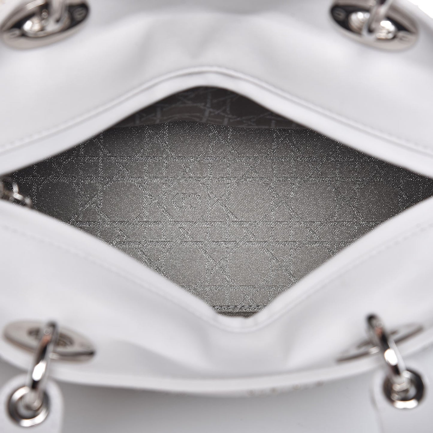 Lambskin Studded Cannage Medium Lady Dior White