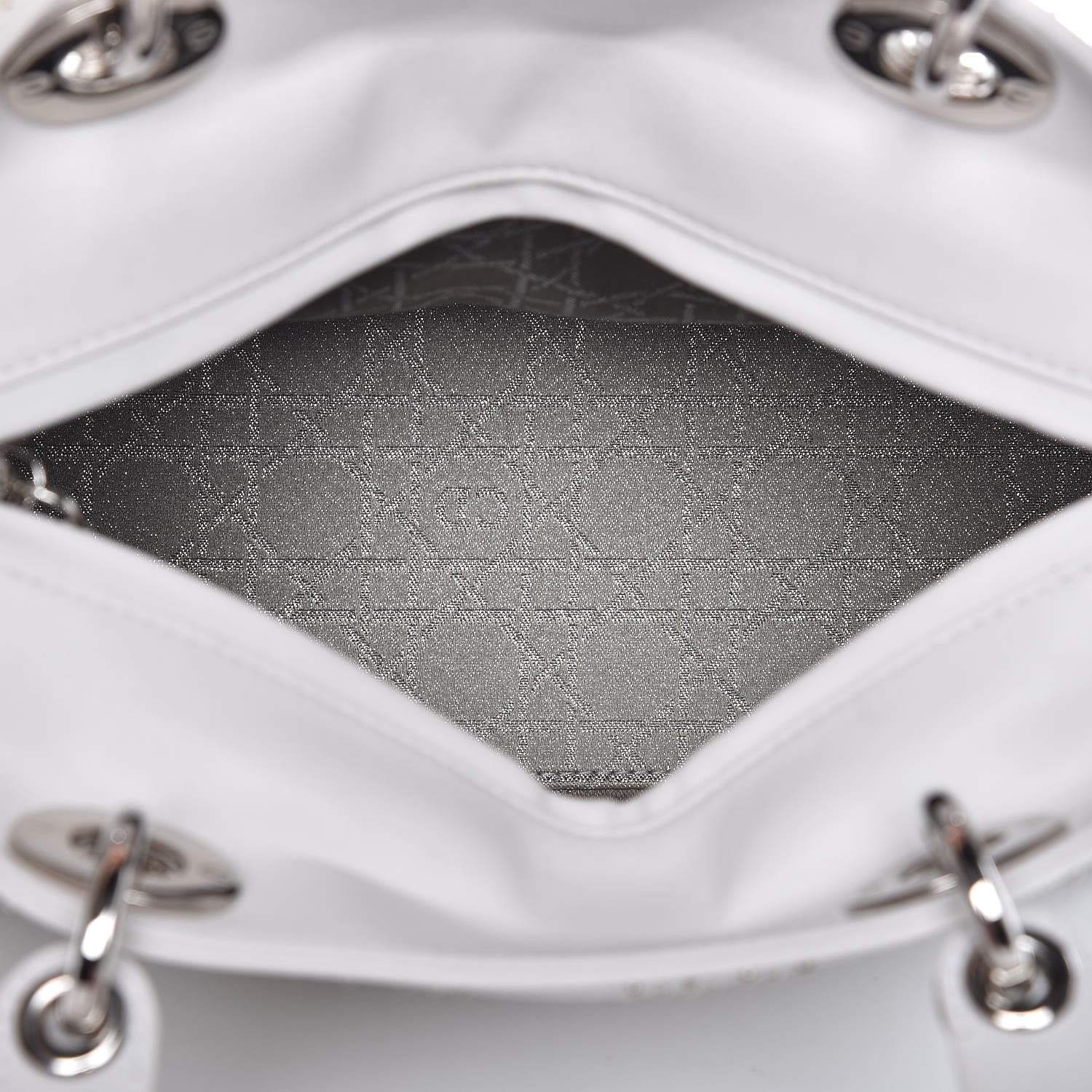 Christian Dior Lambskin Studded Cannage Medium Lady Dior White 5 of 8