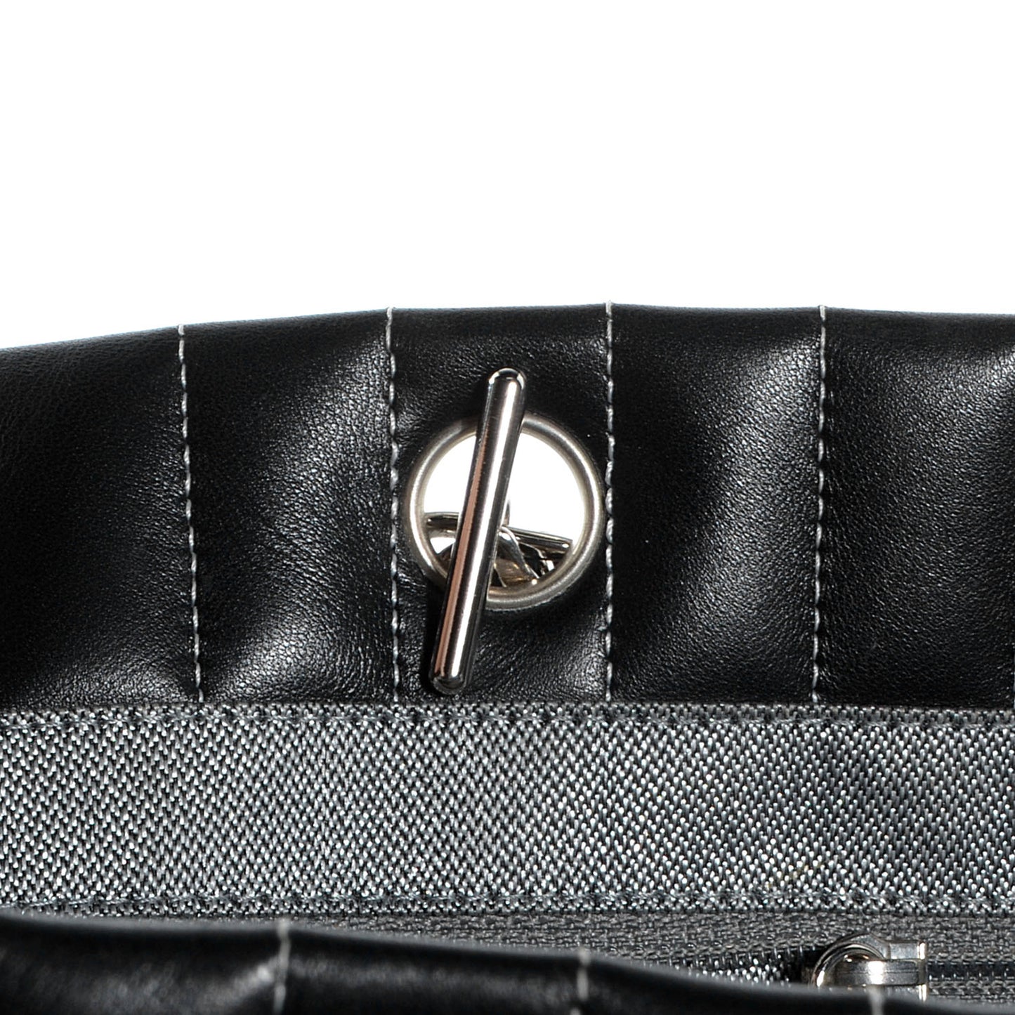 Lambskin Vertical Quilted Large Mademoiselle Tote Black