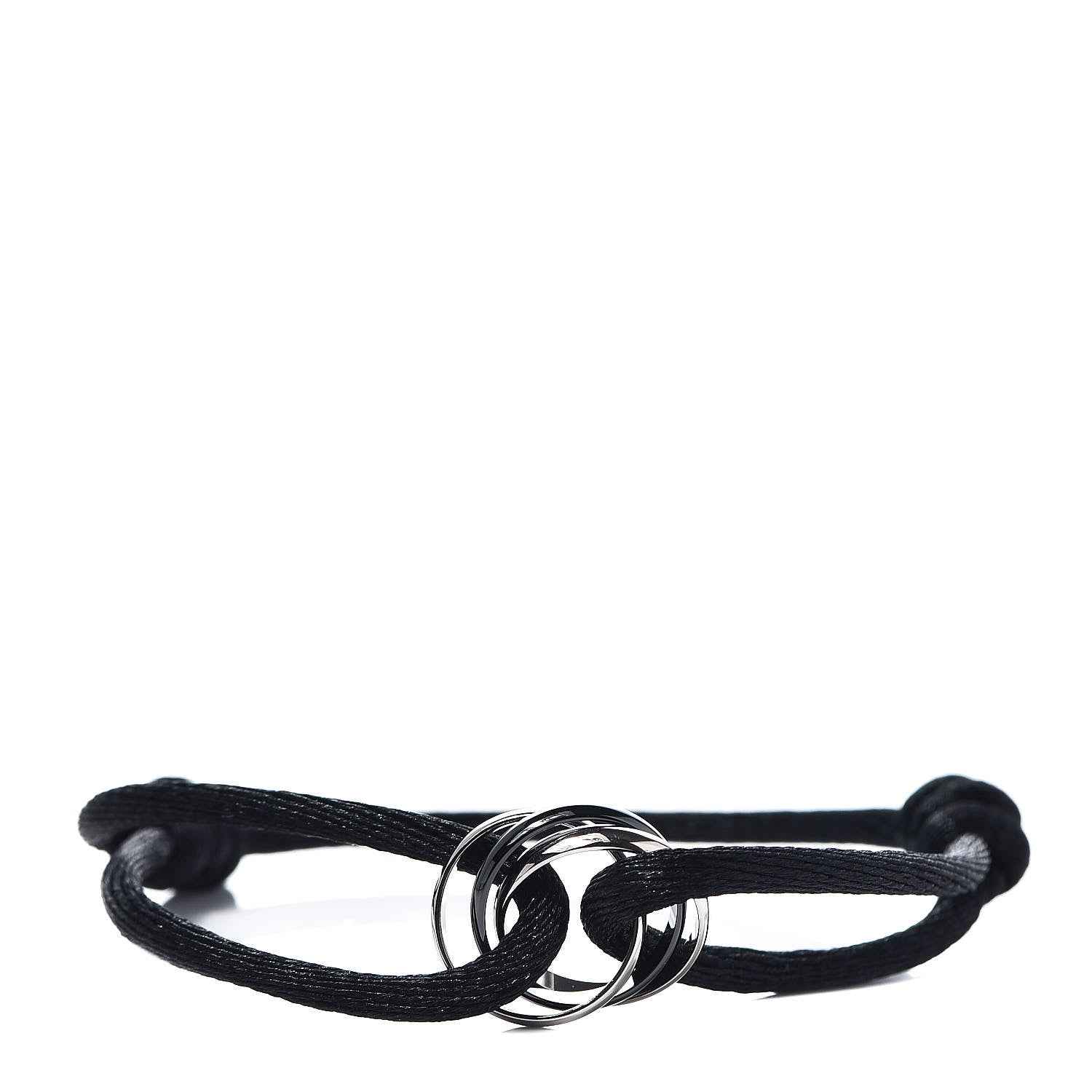 Cartier 18K White Gold Ceramic Trinity Cord Bracelet Black 1 of 8