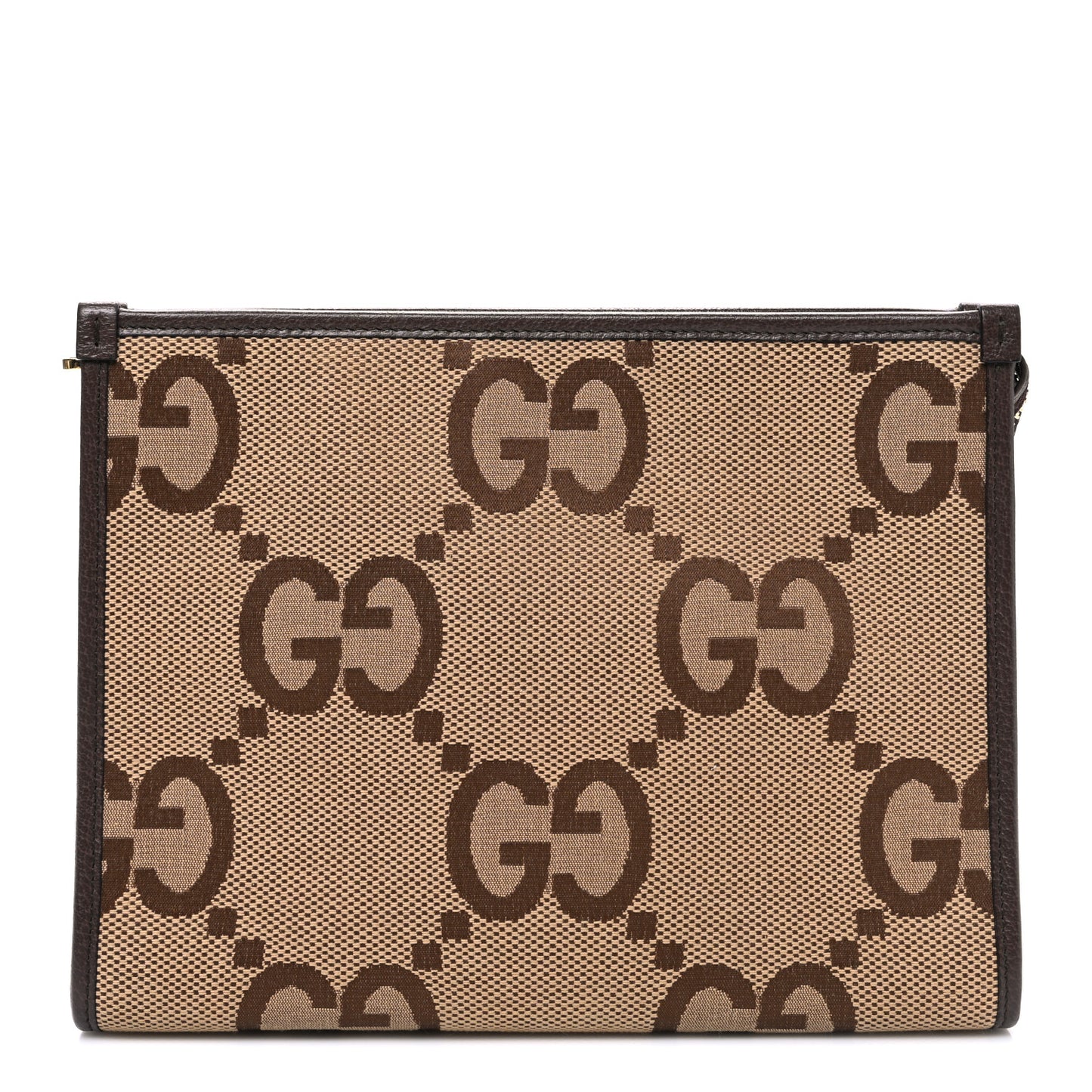 Monogram Jumbo GG Textured Dollar Calfskin Pouch Camel Ebony New Acero Camel Ebony New Acero