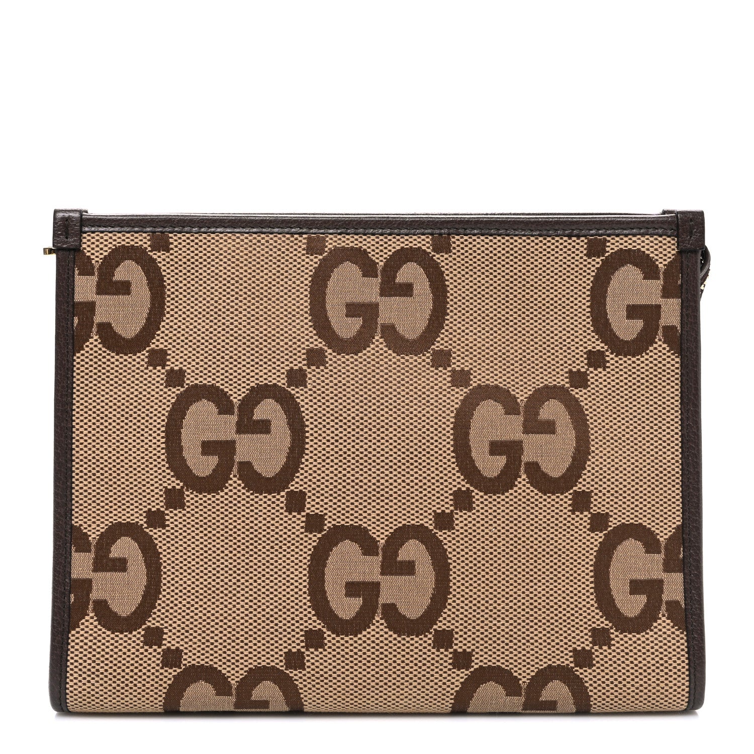 Gucci Monogram Jumbo GG Textured Dollar Calfskin Pouch Camel Ebony New Acero Camel Ebony New Acero 1 of 7