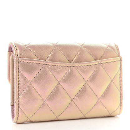 Chanel Iridescent Calfskin Quilted Classic 4 Key Holder Wallet Pink 3 of 10