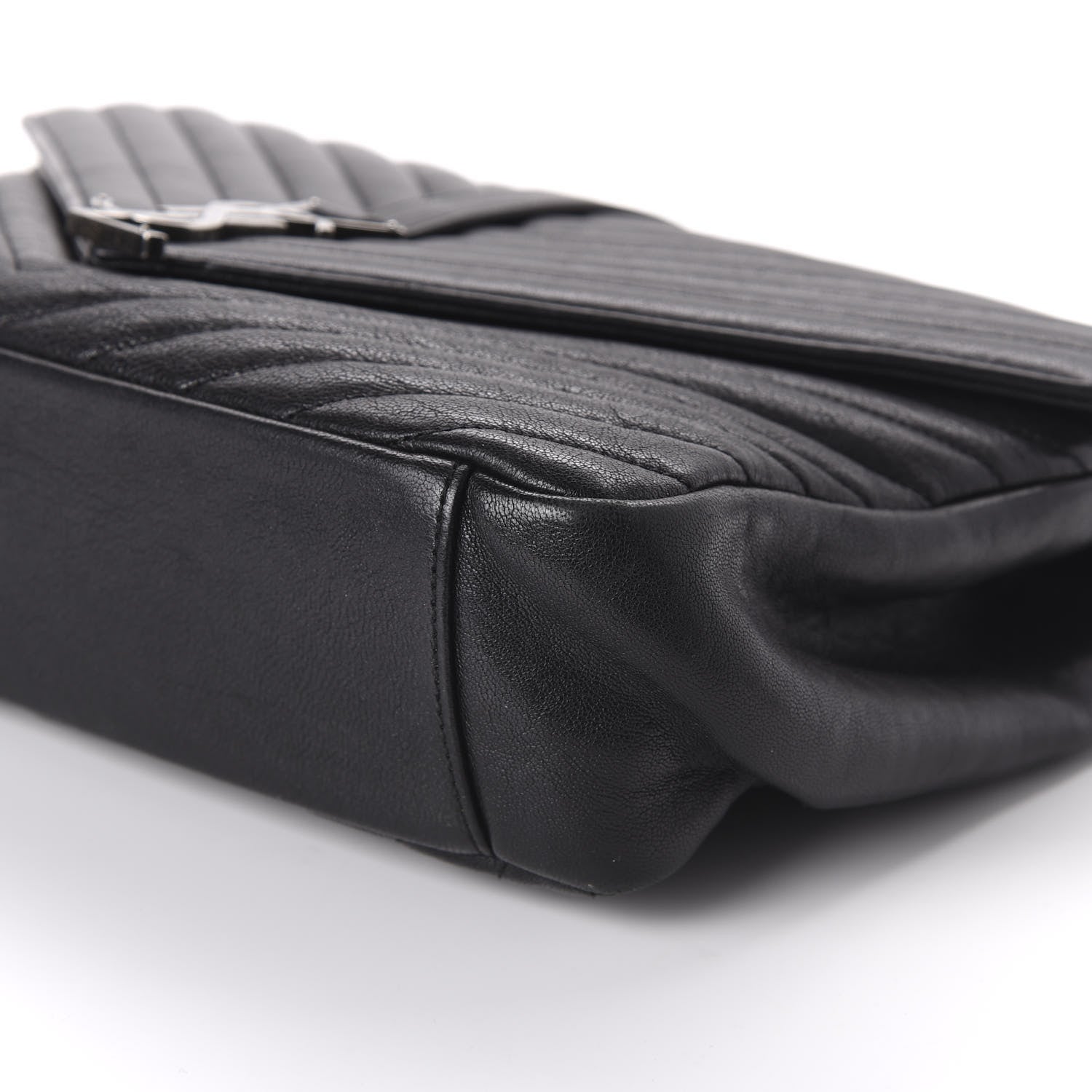 Saint Laurent Sheepskin Matelasse Chevron Monogram Large College Satchel Black 7 of 9