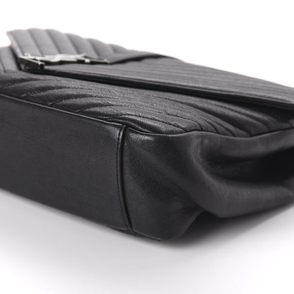Saint Laurent Sheepskin Matelasse Chevron Monogram Large College Satchel Black 7 of 9