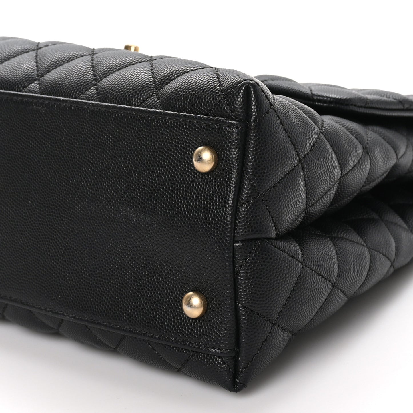 Caviar Lizard Quilted Medium Coco Handle Flap Black