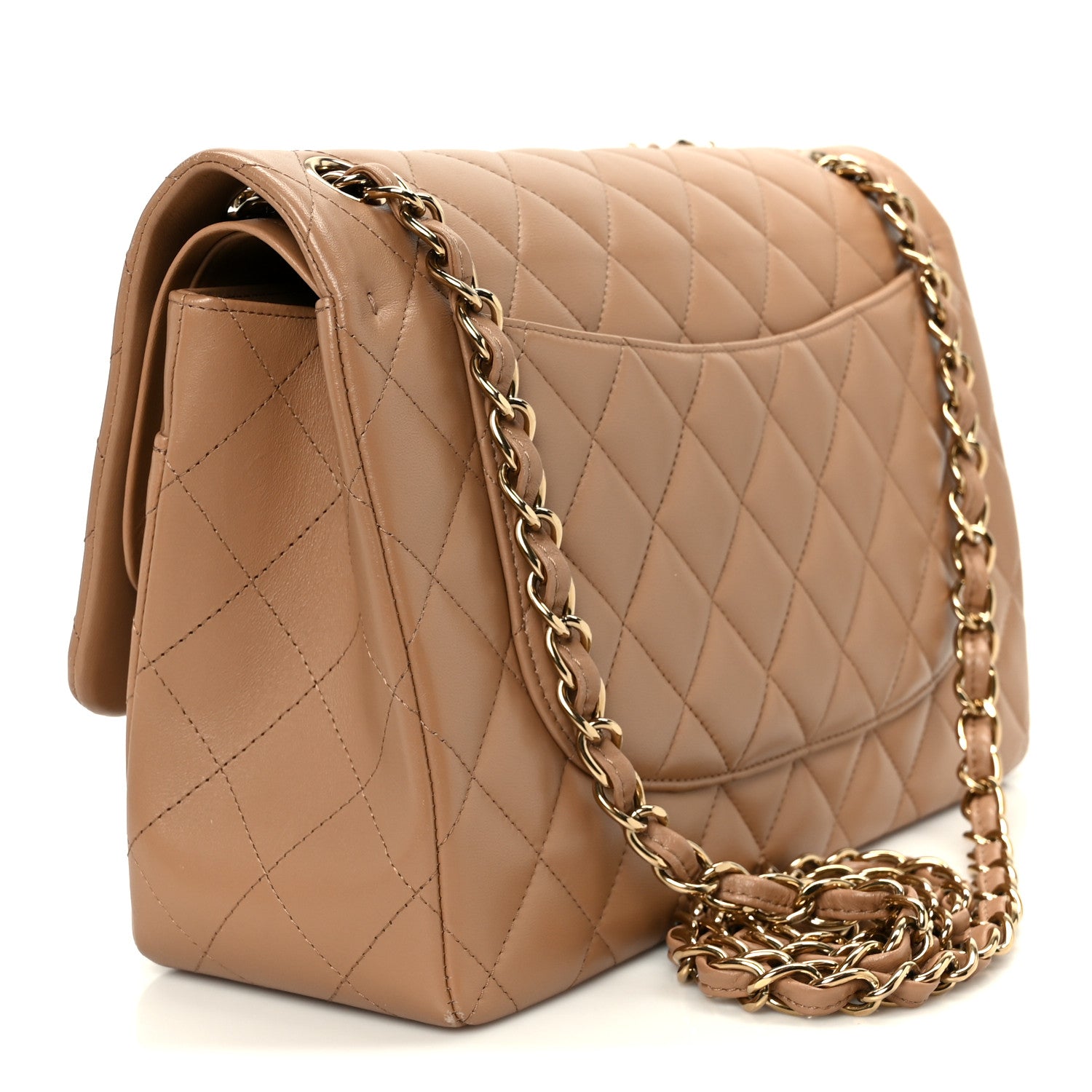 Chanel Lambskin Quilted Jumbo Double Flap Dark Beige 1864700