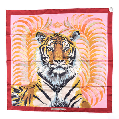 Hermes Silk Tigre Royal Double Face Scarf 90 Rose Bleu Multicolor 4 of 6
