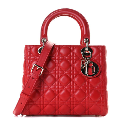 Christian Dior Lambskin Cannage Medium Lady Dior Red 1 of 22
