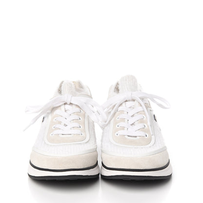 Chanel Fabric Calfskin Suede CC Womens Sneakers 38.5 White 2 of 7
