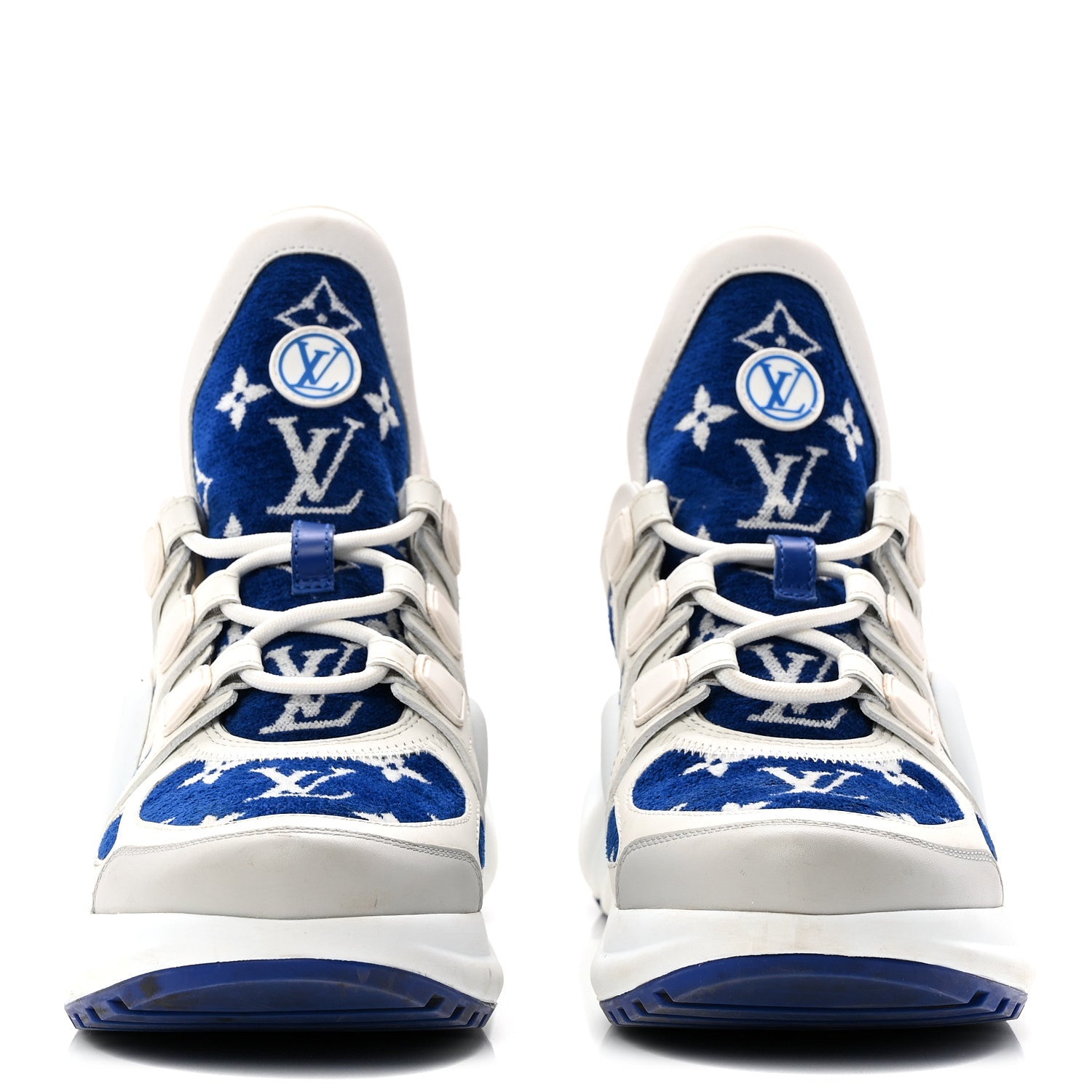 Louis Vuitton Jacquard Velvet Monogram LV Archlight Sneakers 37 White Blue 2 of 10