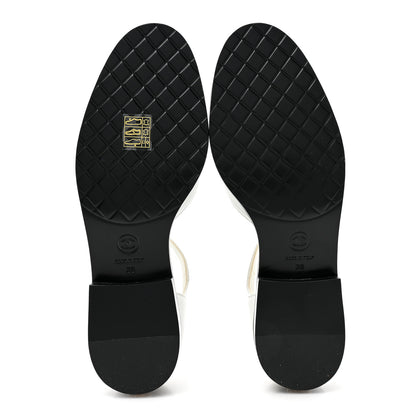 Chanel Shiny Goatskin Mary Jane Flats 38 White Black 6 of 11