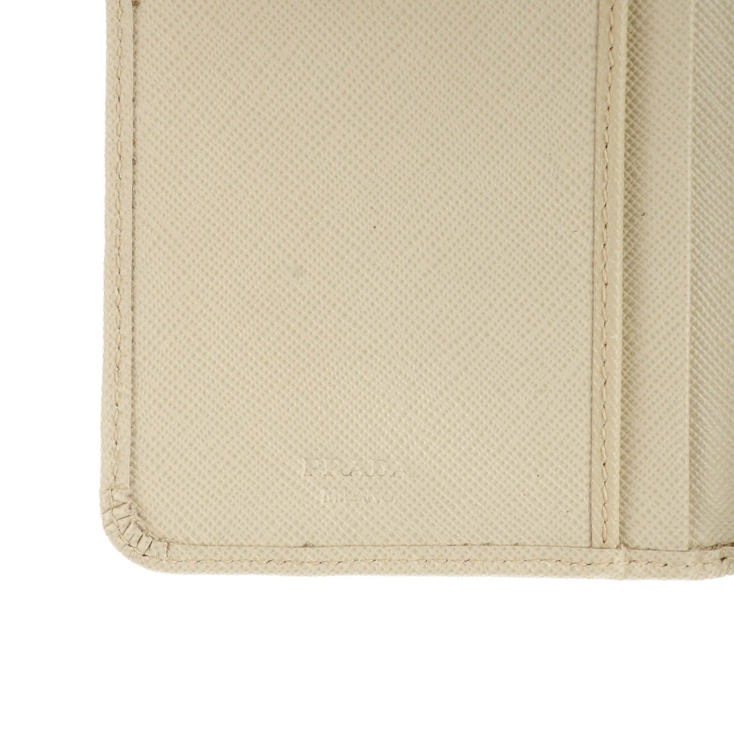 Prada Saffiano Metal Compact Wallet Cera 7 of 8