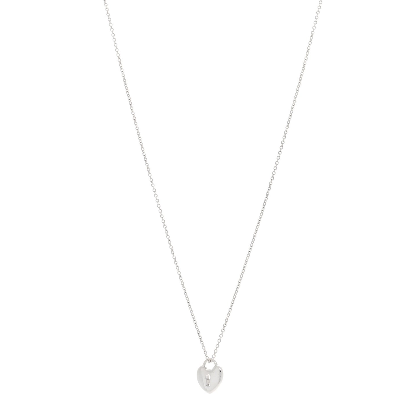 Sterling Silver Heart Lock Pendant Link Necklace