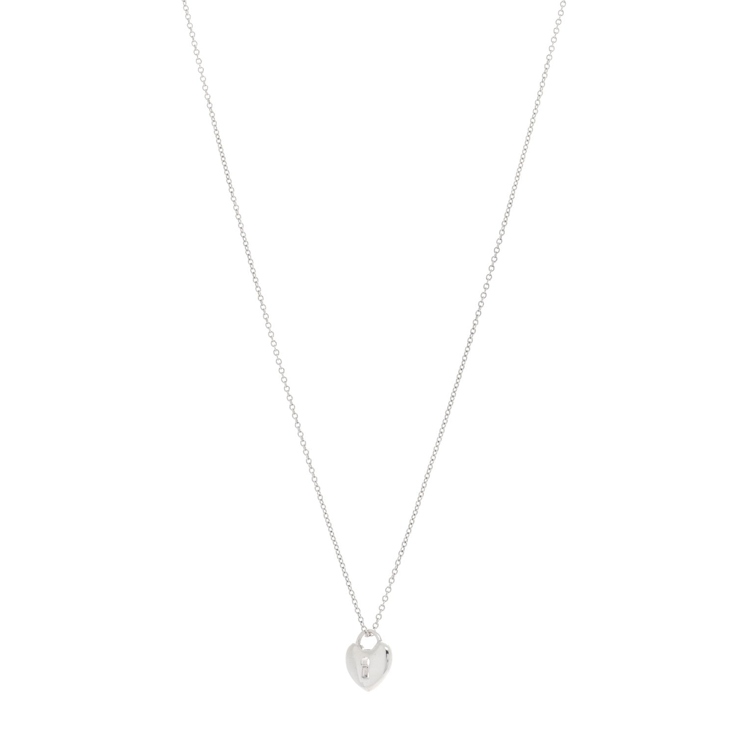 Tiffany Sterling Silver Heart Lock Pendant Link Necklace 1 of 4