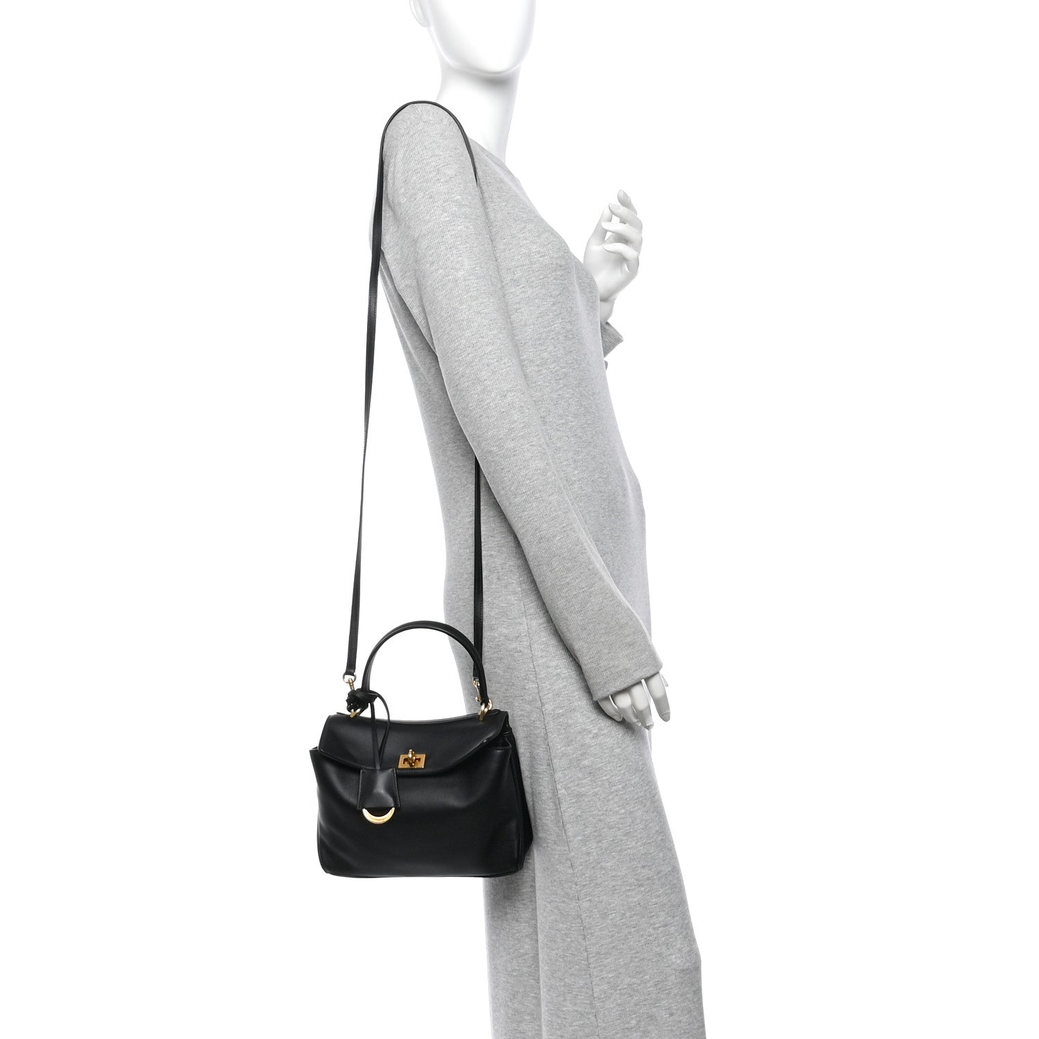 Balenciaga Natural Smooth Calfskin Mini Rodeo Top Handle Handbag Black 2 of 13