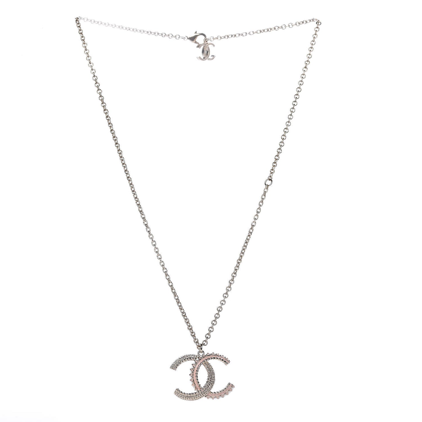 Enamel CC Necklace Gold Pink White