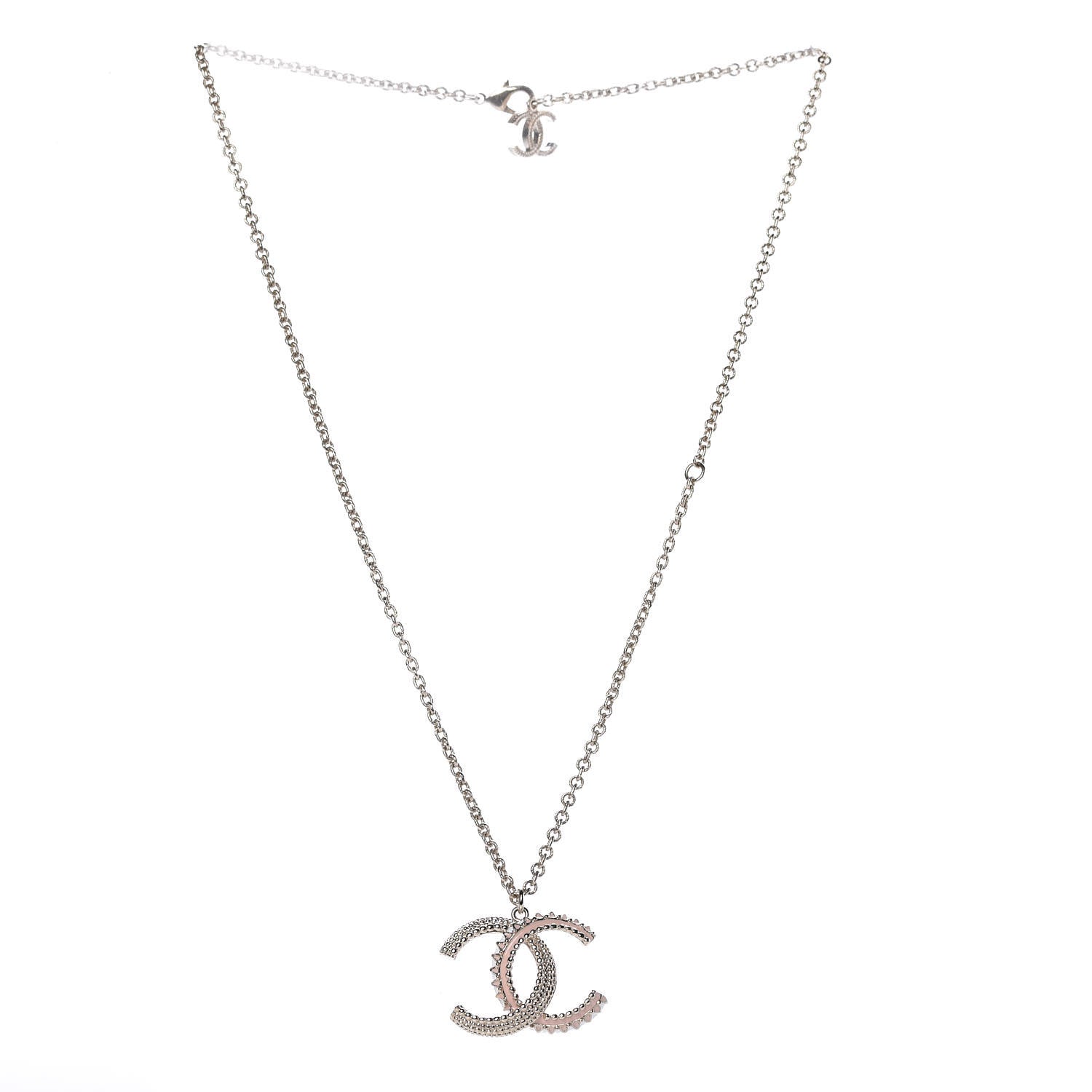 Chanel Enamel CC Necklace Gold Pink White 3 of 6