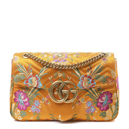 Gucci Jacquard Matelasse Floral Medium GG Marmont Shoulder Bag Yellow 1 of 10