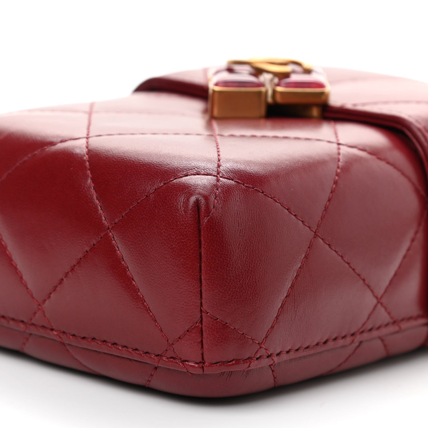 Chanel Lambskin Gripoix Quilted Box Bag Burgundy 8 of 8