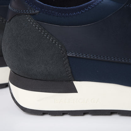 Balenciaga Mesh Calfskin Neoprene Suede Womens Race Runner Sneakers 38 Bleu Nuit 6 of 10