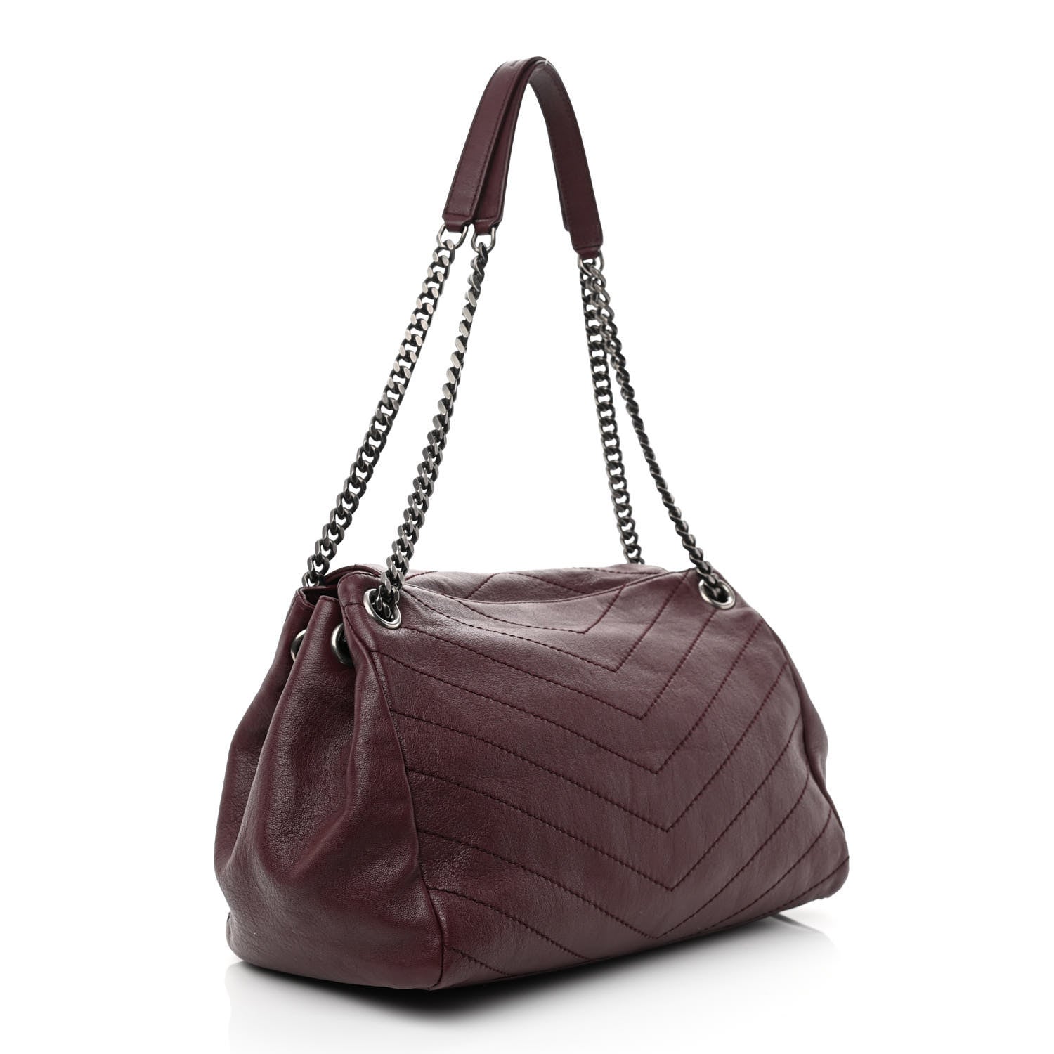 Saint Laurent Vintage Lambskin Chevron Monogram Medium Nolita Amaranto 3 of 10