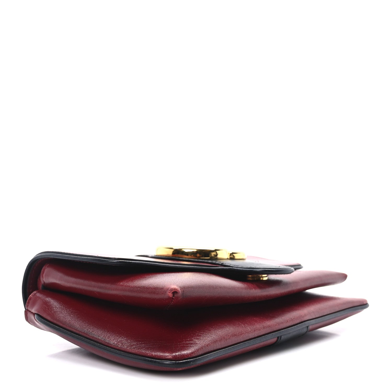 Gucci Vitello Palmellato Lux Bi-Color Small Arli Flap Shoulder Bag New Cherry Red Black 4 of 11