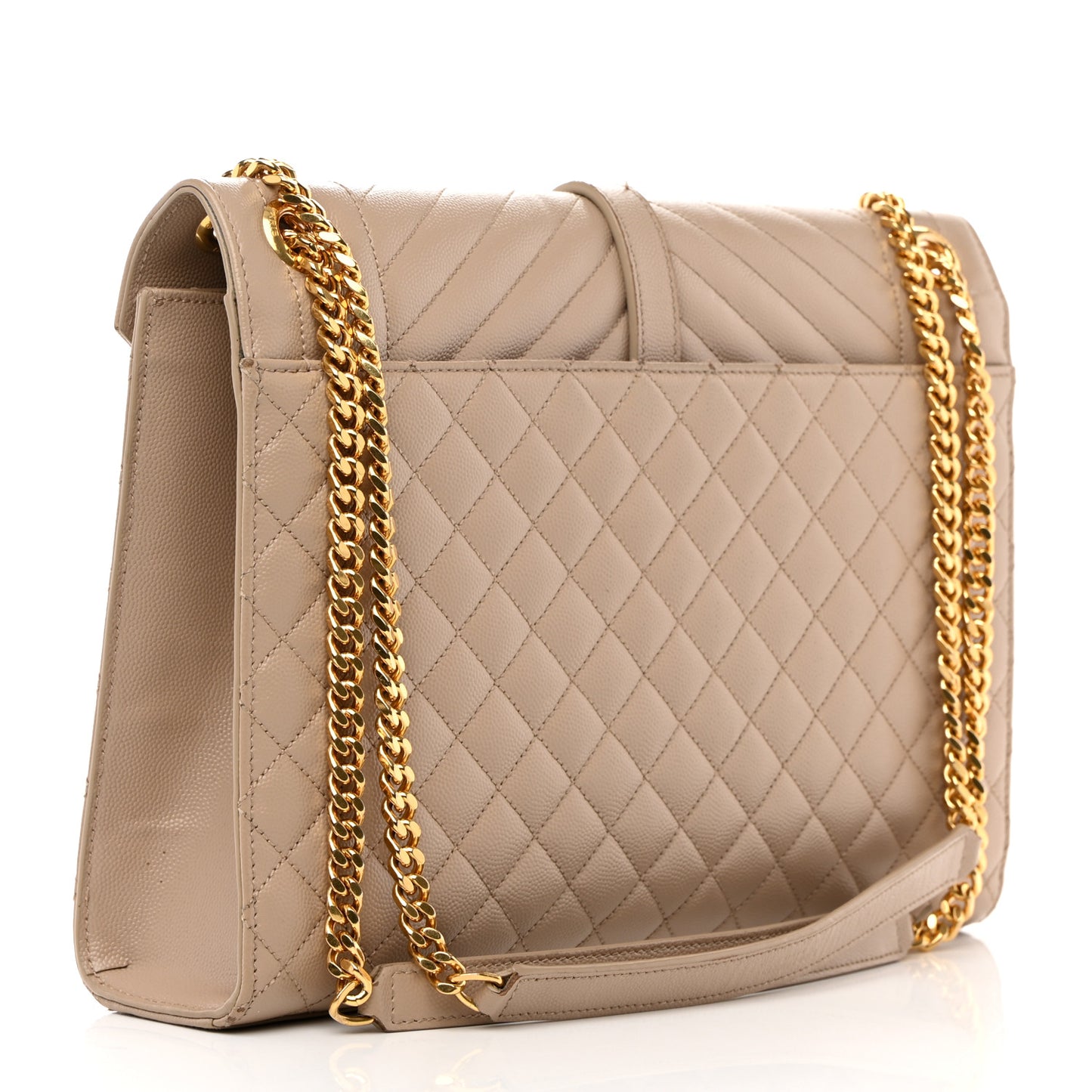 Grain De Poudre Mixed Matelasse Large Triquilt Monogram Satchel Dark Beige