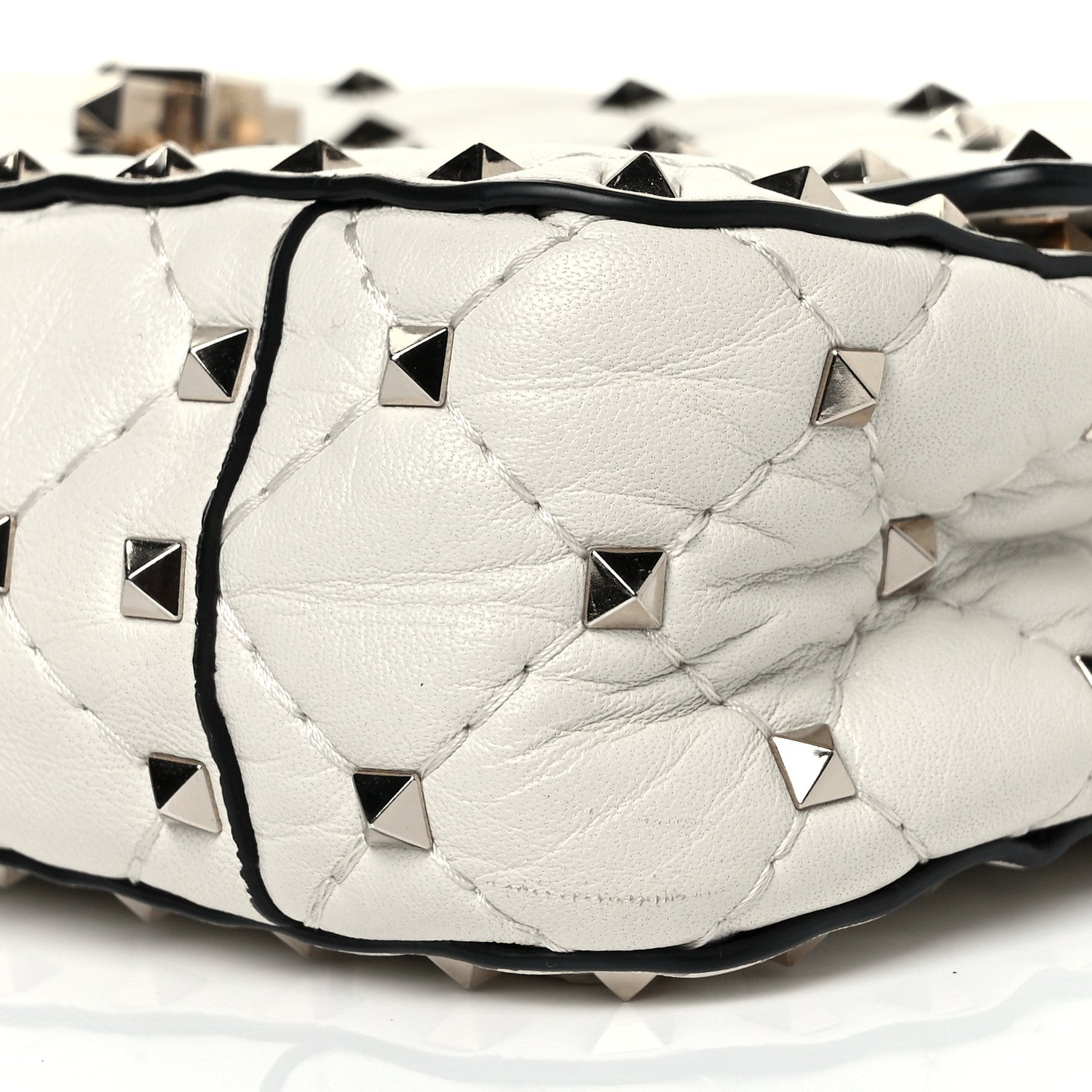 Valentino Garavani Lambskin Small Rockstud Spike Shoulder Bag White 7 of 7
