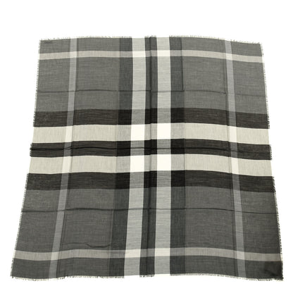 Burberry Silk Modal Wool Cashmere London Check Lightweight Square Scarf Mid Grey 1 of 3