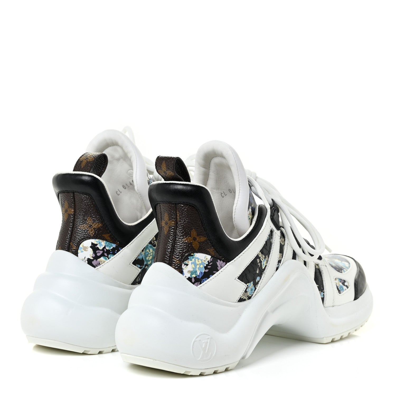 Louis Vuitton Flower Printed Calfskin Monogram LV Archlight Sneakers 38.5 Black Blue 5 of 17