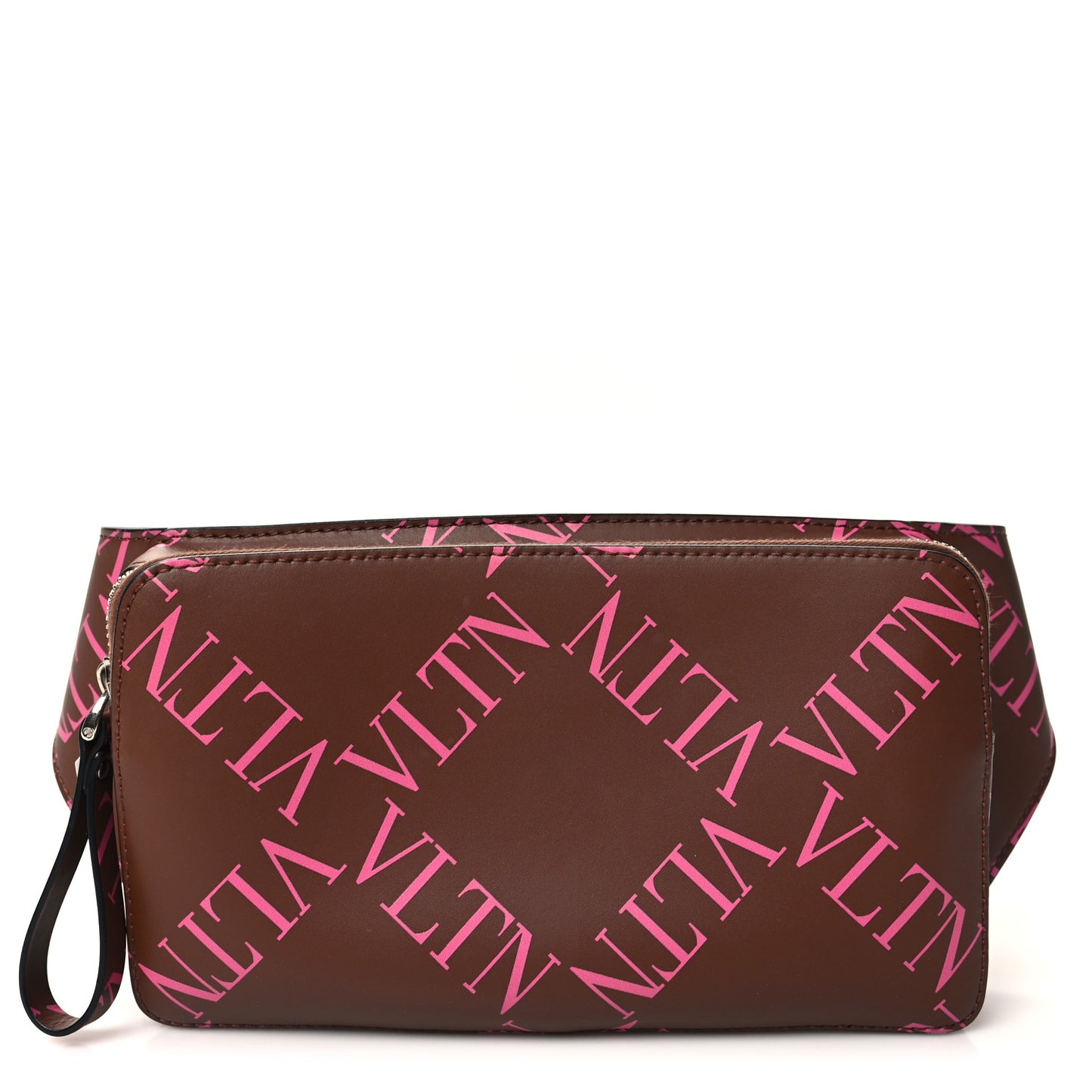 Calfskin VLTN Grid Print Belt Bag Cuir Pink