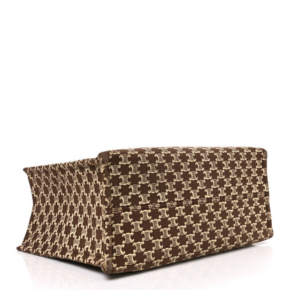 Celine Canvas Calfskin Triomphe Print Large Cabas Thais Brown 4 of 11