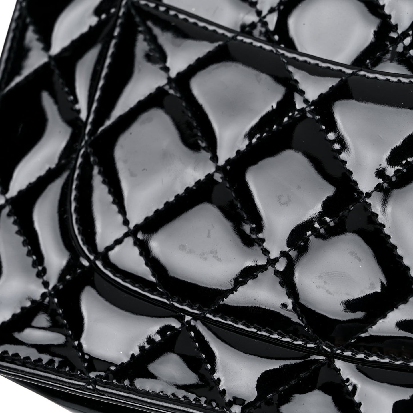 Patent Quilted Wallet On Chain WOC Black