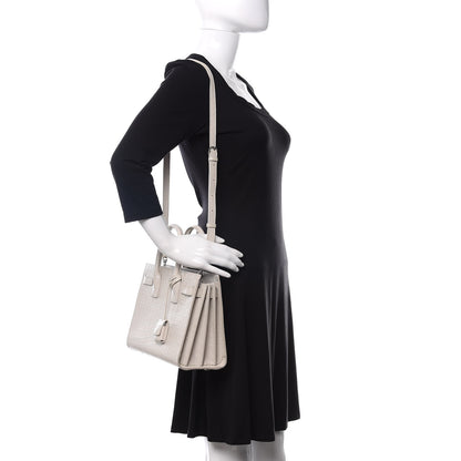 Saint Laurent Calfskin Crocodile Embossed Baby Sac De Jour Gris Perle 2 of 9