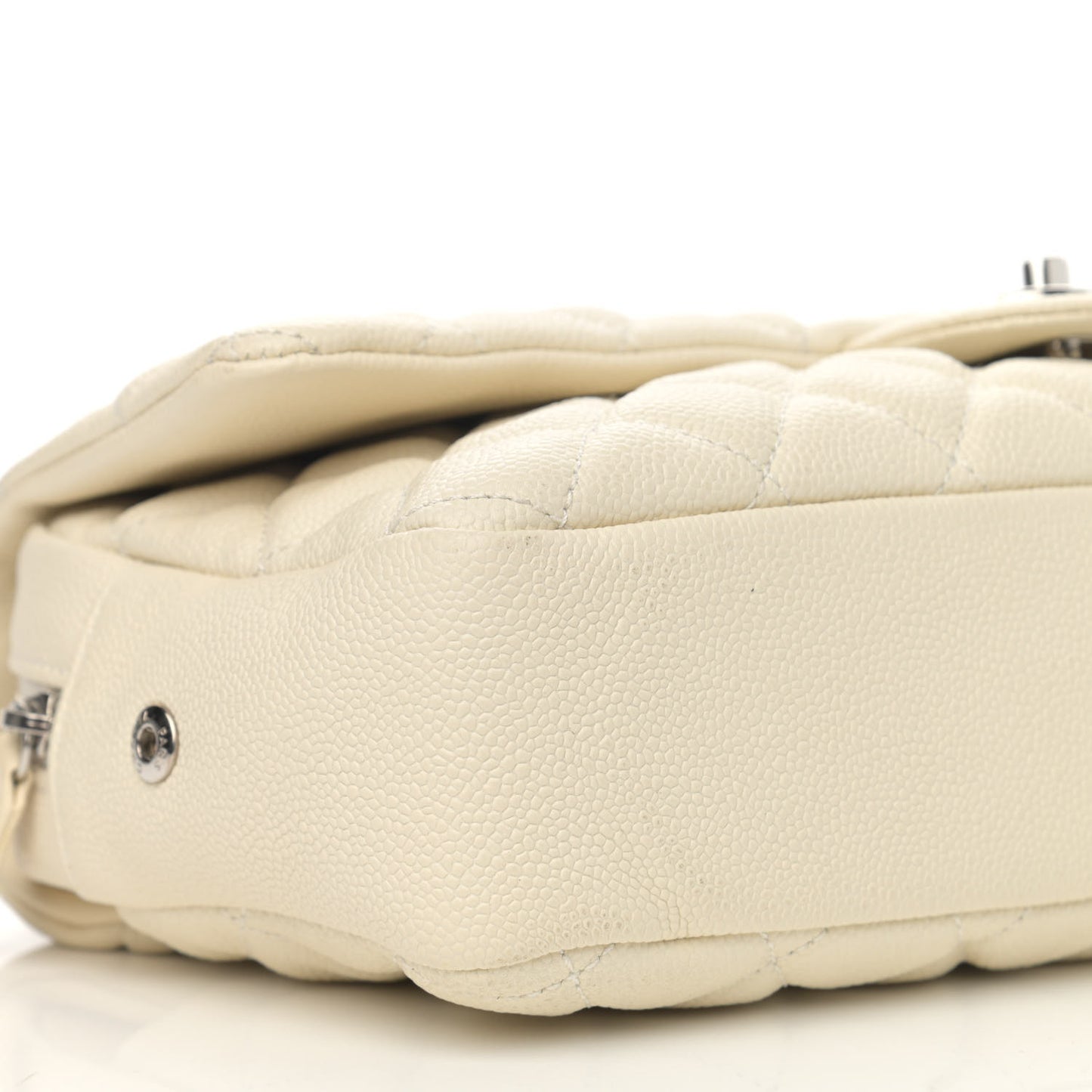 Caviar Quilted Jumbo Easy Flap Dark White