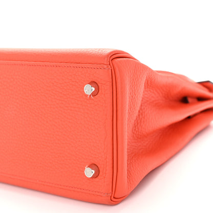 Hermes Taurillon Clemence Kelly Retourne 28 Orange Poppy 10 of 15