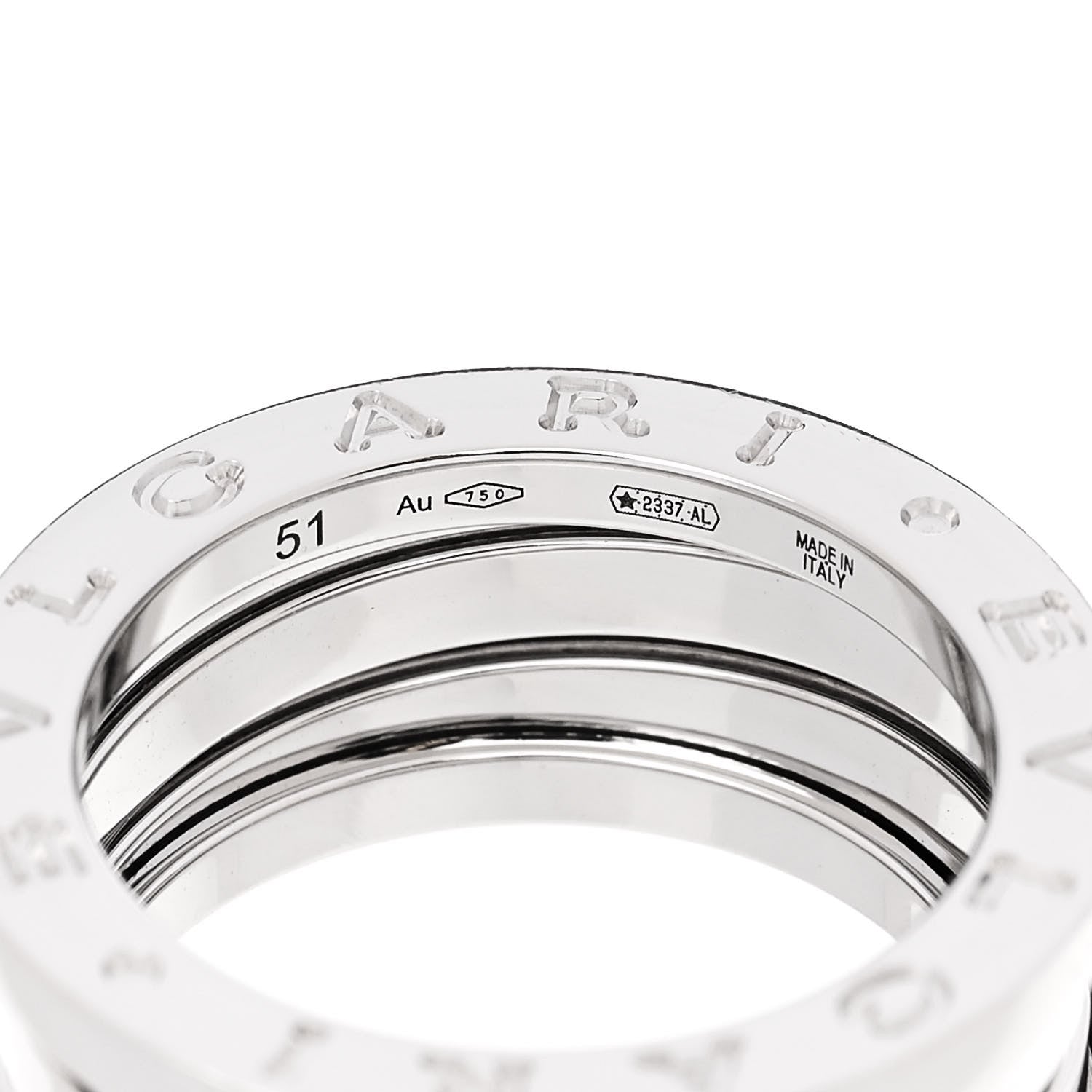 Bulgari 18K White Gold B.Zero1 Three-Band Ring 51 5.75 1616644