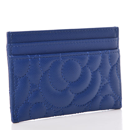 Chanel Caviar Camellia Quilted Card Holder Blue 3 of 8