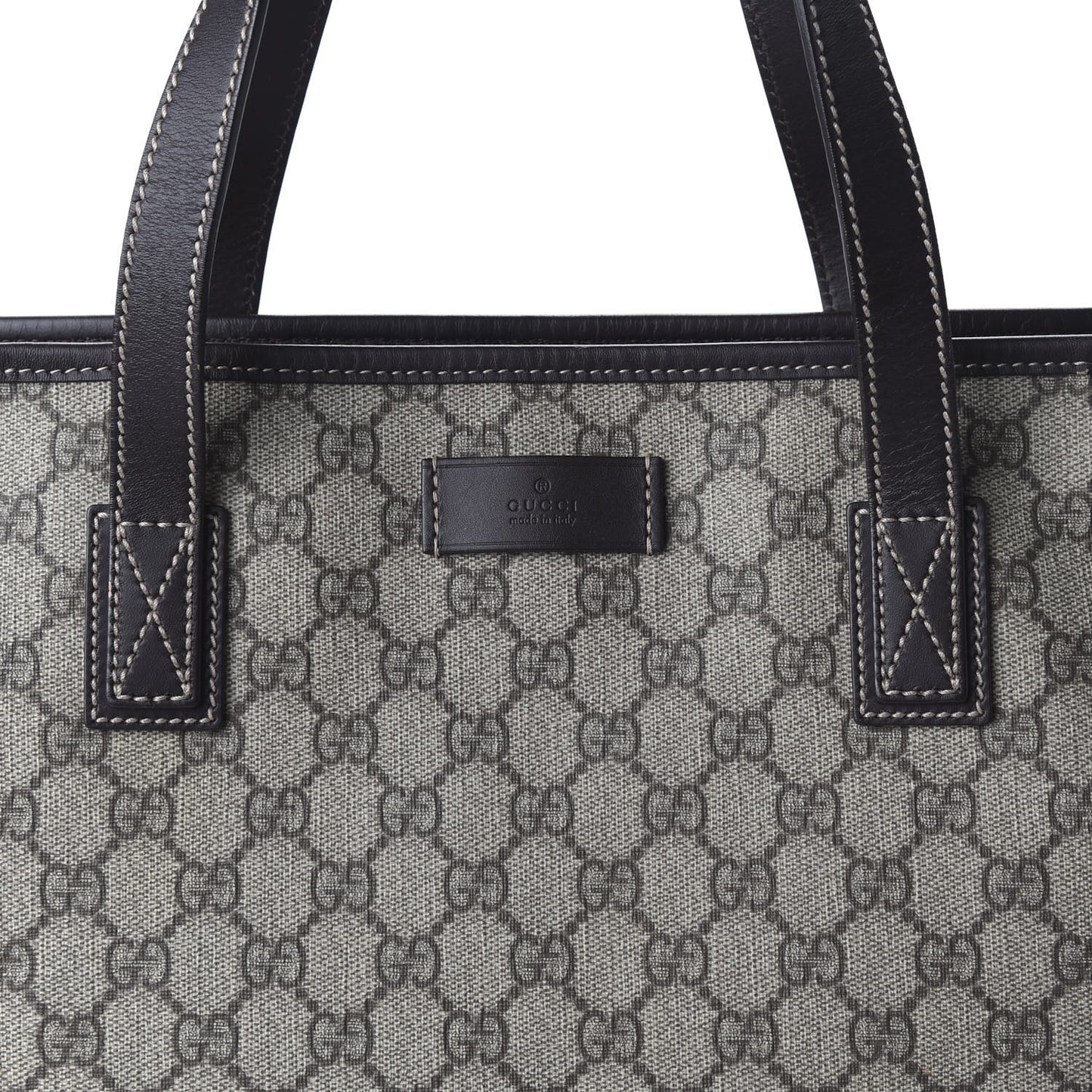 GG Supreme Monogram Medium Zippered Shopping Tote Dark Brown