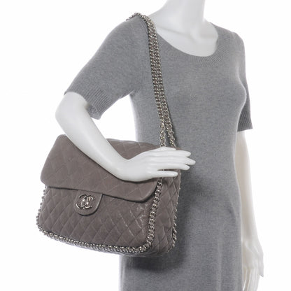 Chanel Washed Lambskin Chain Around Maxi Flap Bag Taupe 2 of 7